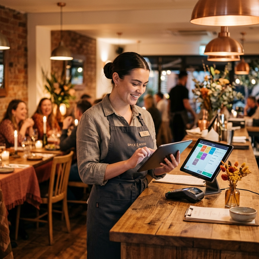 Staff Management Tablet on Counter Mockup